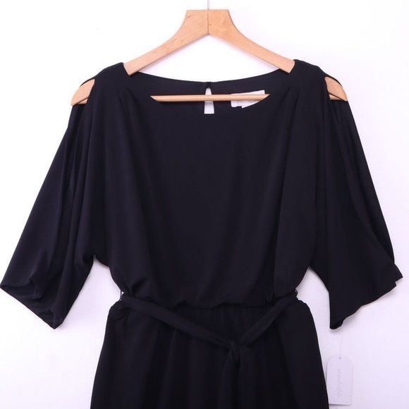 Jessica Simpson Fringe Belted Black Dress - Picture 2 of 6